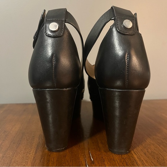 Marc Fisher Chic Black Leather Wedge Sandals. Women’s size 6.5 - Picture 7 of 13